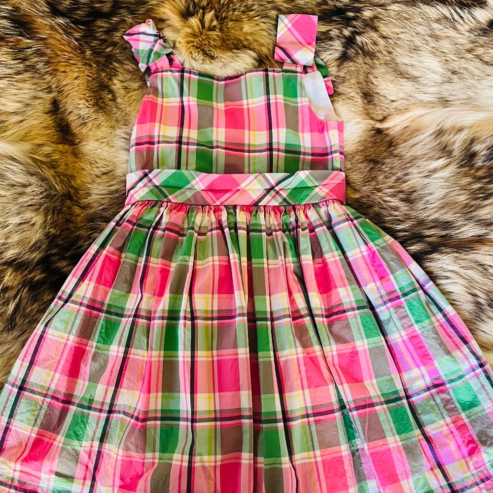 Janie and Jack Pink & Green Plaid Gingham Dress Size 6